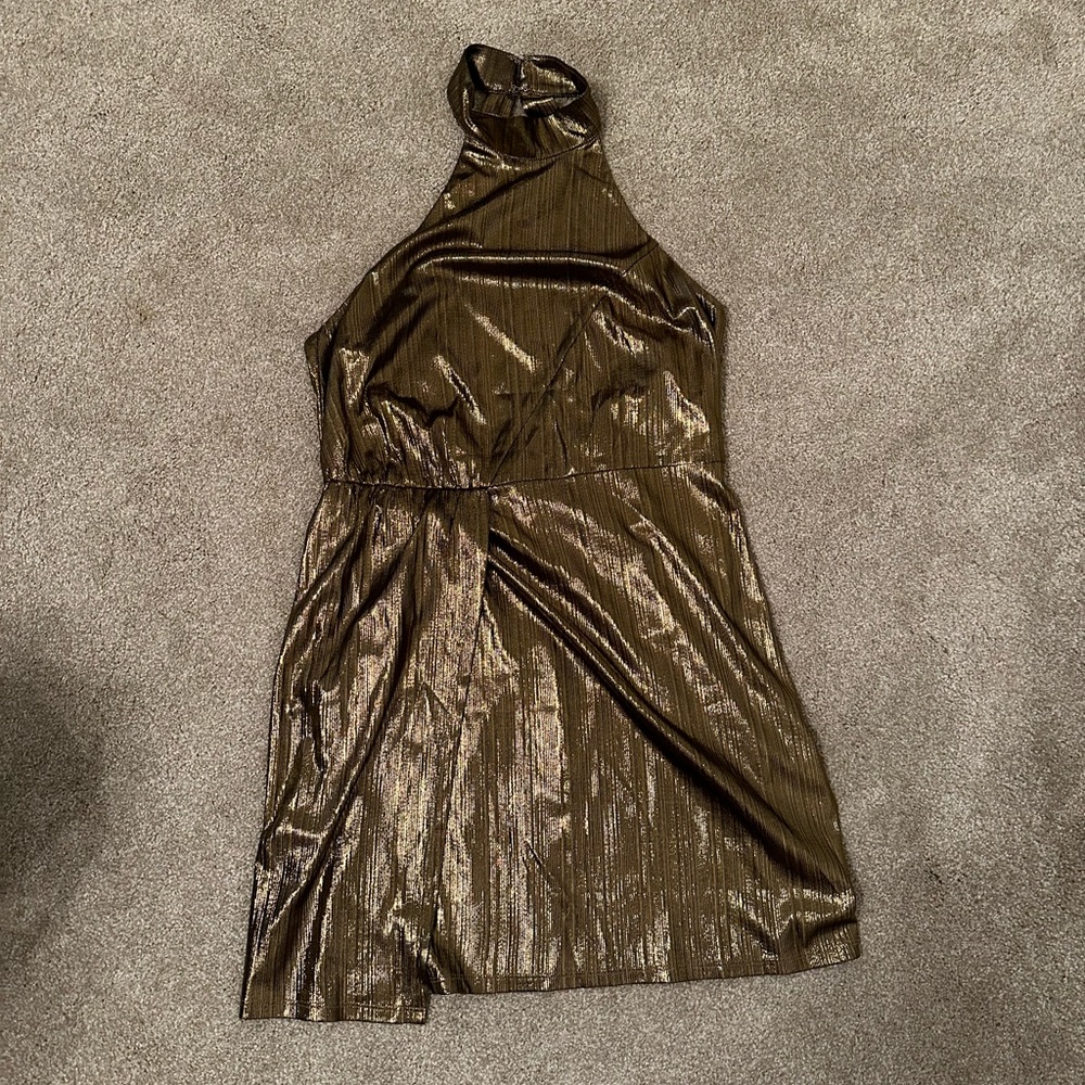 NWT Lulu’s Mini Gold Dress